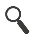 A magnifying glass icon that is tilted to the left