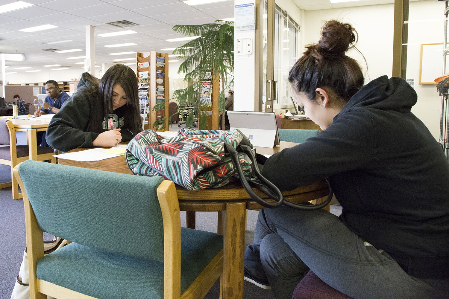 students studying in the library